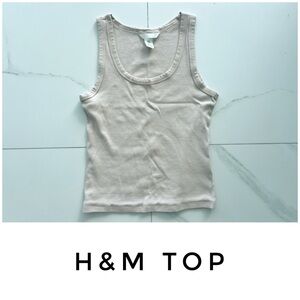 H&M top size Medium ribbed cotton scoop tank pink